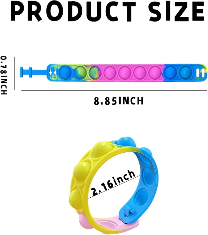 250pcs Rainbow Pop Bracelet Bubble Fidget Toys Pack Adjustable Silicone Bracelet Pop Toy, Pop Squeeze Toys Stress Relief Hand Finger Pop Toys Party Favor Student Gift for Kids Adults