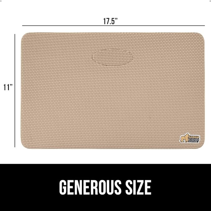 GORILLA GRIP Extra Thick Patent Pending Soft Foam Kneeling Pad, 2 PK, Supportive Large Cushion Knee Pads for Gardening, Baby Bath, Dirt and Water Resistant, Workout and Garden Supplies, 17.5x11, Beige