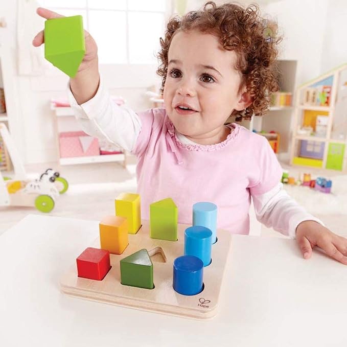 Hape Wooden Color and Shape Sorter Toy| Puzzle Board Montessori Preschool Educational Toy for Toddler 18M+