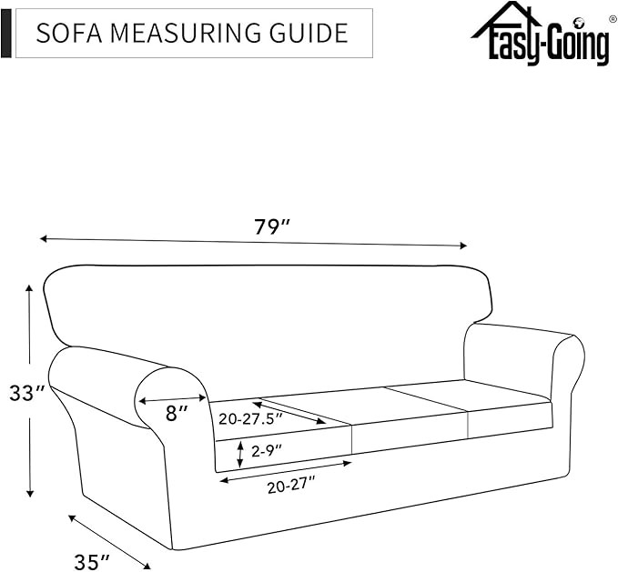 Easy-Going 100% Dual Waterproof Stretch Soft Couch Cover for Dogs, Sofa Slipcover for 3 Separate Cushion Couch Leakproof Furniture Protector for Kids, Pets Chocolate