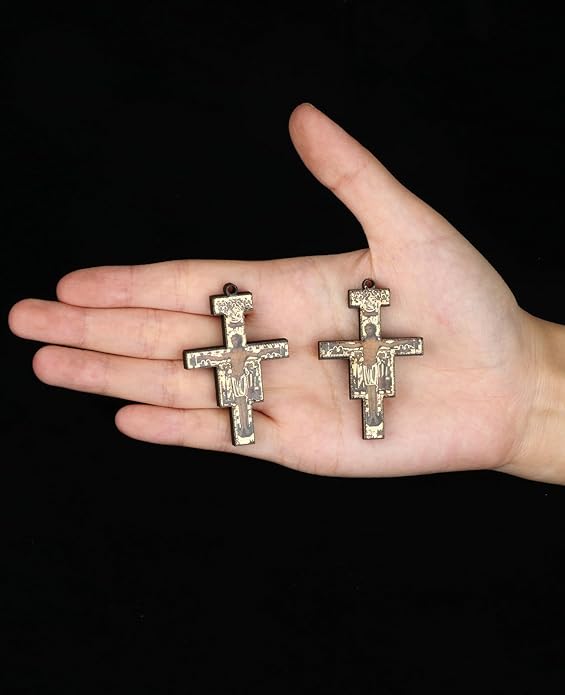 COTTVOTT Wooden Christian Jesus Cross/Orthodox Crucifix Charms Pendants for Rosary Necklace, DIY Jewelry Making Accessories Parts