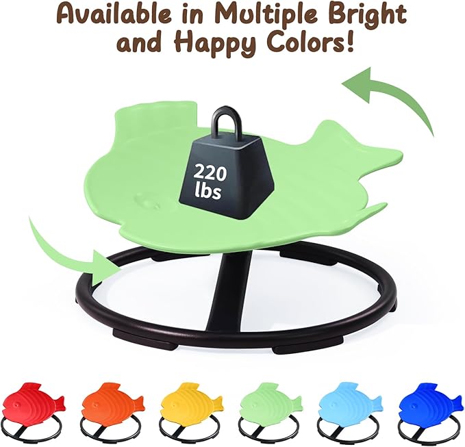 Kids Swivel Chair Sensory Chair for Kids, Spinning Chair Kids Balance Physical Therapy Equipment, Kids Indoor Outdoor Play Equipment, Science Seat for Kids 3-9 (Light Green)