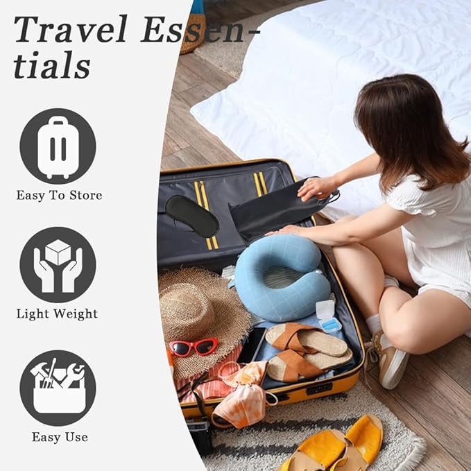 zxbaers Airplane Foot Rest, Portable Airplane Foot Hammock with Memory Foam, Adjustable Height Leg Support for Travel Office Long Flight Essentials