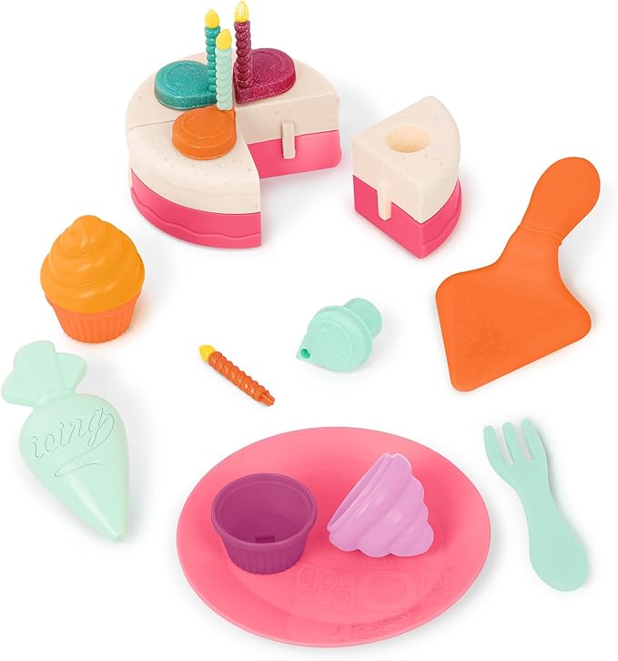 B. toys – Play Oven Set – 22-Piece Cake Baking Playset – Pretend Cupcake Decorating – Lights & Sounds – 3 Years + – Mini Chef - Bake-a-Cake Playset