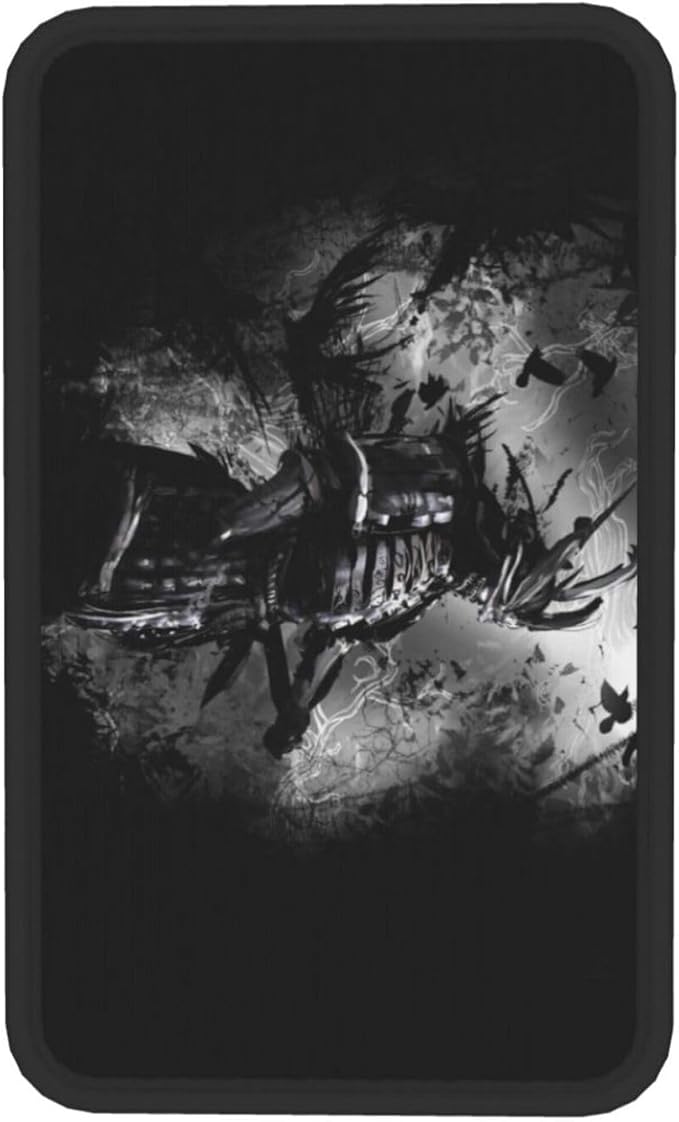 DORKEIXIA Japanese Black Samurai Night Line Art Auto Center Console Armrest Pad Universal Car Center Console Cover Seat Box Cover for Sedan, Van, SUV, Truck Car Accessorie