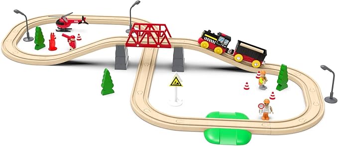 Battery Operated Locomotive Train, Magnetic Trains Toy for Wooden Tracks, Motorized Train Compatible with Thomas, Brio, Chuggington, Melissa & Doug