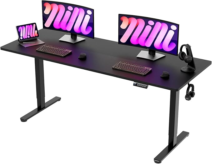 Monomi Electric Standing Desk, 79 x 31.5 inches Height Adjustable, Ergonomic Home Office Sit Stand Up Desk with Memory Preset Controller (Black Top/Black Frame)