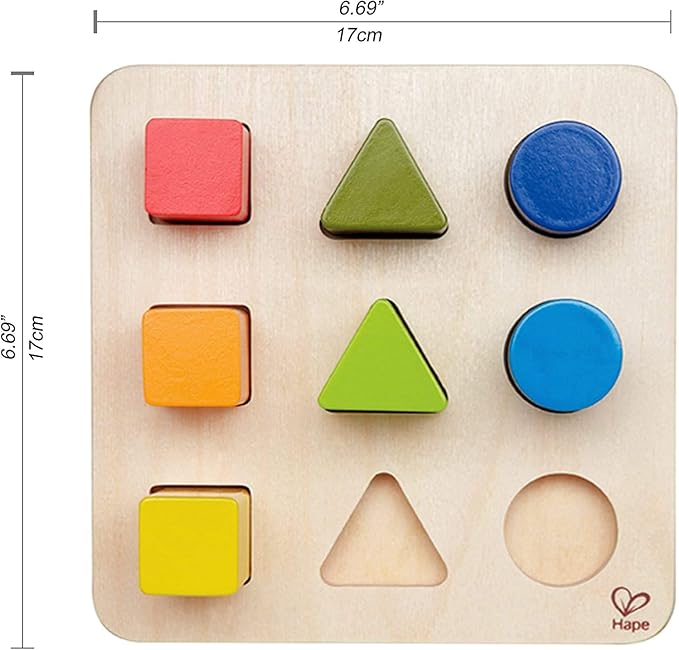 Hape Wooden Color and Shape Sorter Toy| Puzzle Board Montessori Preschool Educational Toy for Toddler 18M+