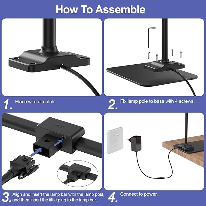 EppieBasic Led Desk Lamp,24W 31.5IN Architect Double Head Desk Lamps for Home Office,Dimmable & 6 Color Modes Extra Bright Modern Table lamp with Base,Overhead Computer Lighting for Workbench Monitor