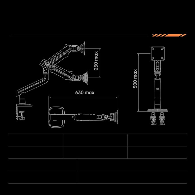 NB Gaming Monitor Arm for Screen up to 60 inches, Holds 44 lbs(20 kg), VESA 75/100, RGB Light, Heavy Duty Monitor Stand, Aluminum Ultrawide Screen Mount Height Angle Adjustable Grey Black