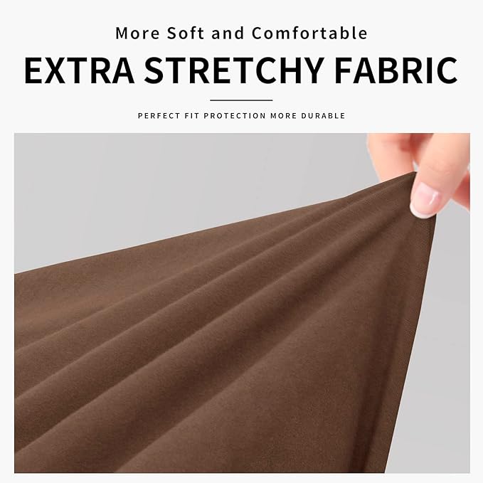 Easy-Going 100% Dual Waterproof Oversized Loveseat Cover Stretch Soft Couch Cover for Dogs, Sofa Slipcover for 2 Separate Cushion Couch Leakproof Furniture Protector for Kids, Pets Brown