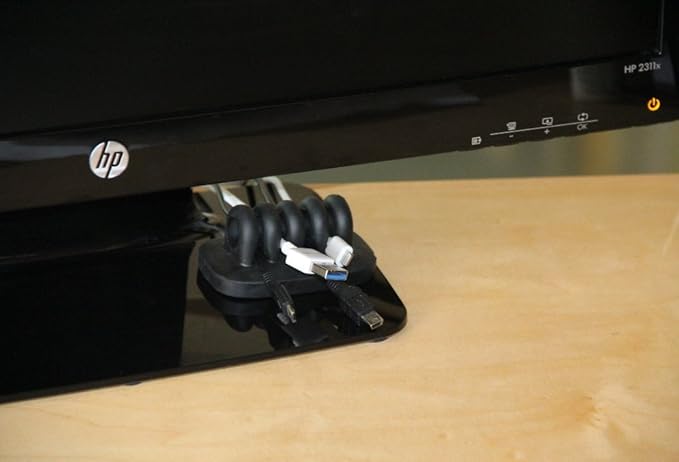 Desktop Cable Organizer, Weighted, No Bad Smell, Bundled with 4 Reusable Cable Ties (Black)