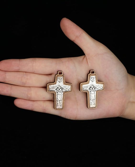 COTTVOTT Wooden Christian Jesus Cross/Orthodox Crucifix Charms Pendants for Rosary Necklace, DIY Jewelry Making Accessories Parts