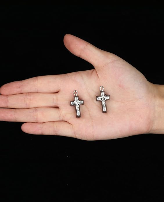 COTTVOTT Wooden Christian Jesus Cross/Orthodox Crucifix Charms Pendants for Rosary Necklace, DIY Jewelry Making Accessories Parts
