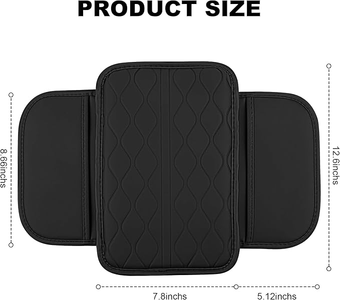 frani Car Center Console Cover,Leather Car Armrest Cover with 2 Storage Bags,Universal Car Arm Rest Cover,Car Interior Accessories Protector for Most Vehicle Black