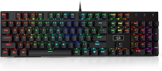 Redragon K556 RGB LED Backlit Wired Mechanical Gaming Keyboard, 104 Keys Hot-Swap Mechanical Keyboard w/Aluminum Base, Upgraded Socket and Noise Absorbing Foams, Soft Tactile Brown Switch