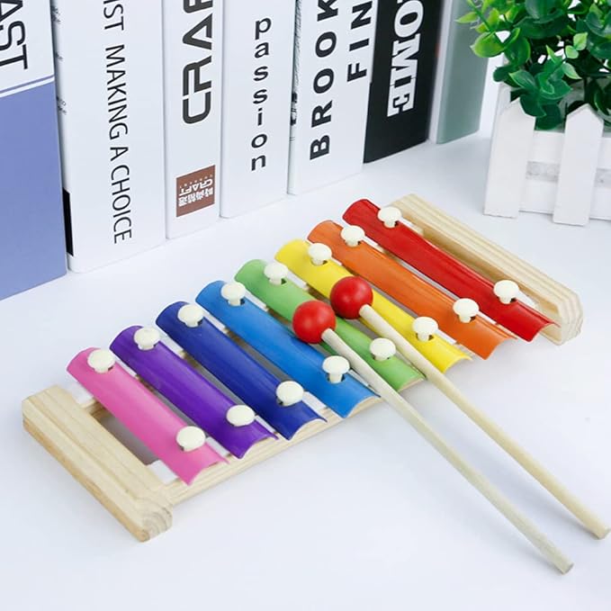 Children’s Xylophone, Best Holiday/Birthday DIY Gift Ideas for Mini Musicians,, Wooden Xylophone Toys with Child Safety mallets, Children’s Educational Musical Toys