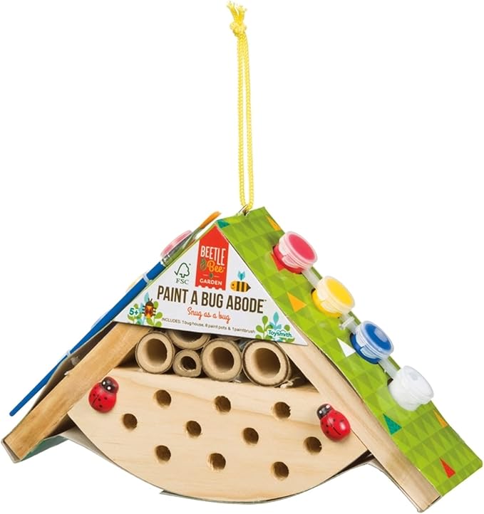 Beetle & Bee, Paint A Bug Abode, DIY Kids Arts & Crafts Outdoor Wooden Bug Kit, FSC Certified, for Boys & Girls Age 5+
