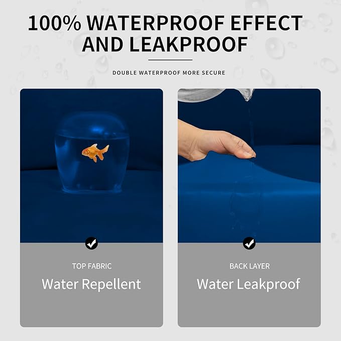 Easy-Going 100% Dual Waterproof Loveseat Cover Stretch Soft Couch Cover for Dogs, Sofa Slipcover for 2 Separate Cushion Couch Leakproof Furniture Protector for Kids, Pets Navy