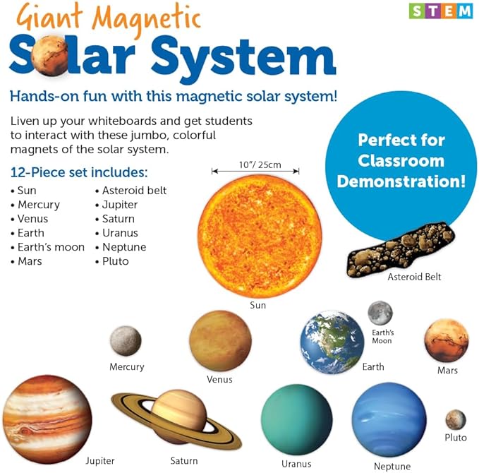 Learning Resources Giant Magnetic Solar System, Whiteboard Display, 13 Piece Set