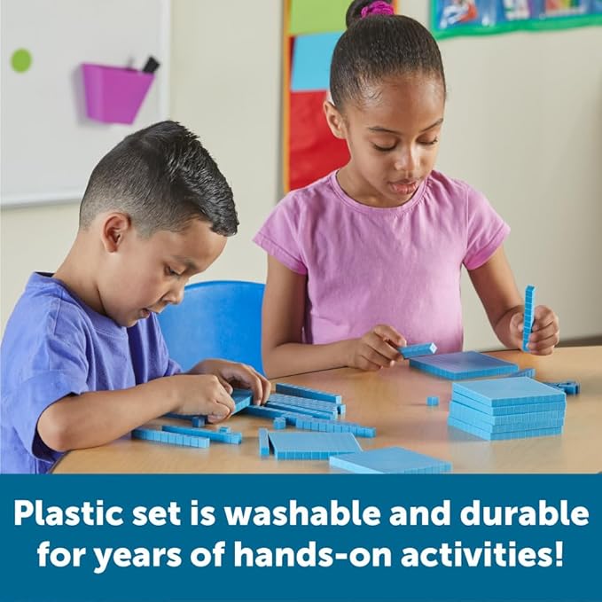 Learning Resources Plastic Base Ten Starter Kit - 141 Pieces, Ages 6+ Early Math, Counting, Math Games for Kids, Teacher and Classroom Supplies