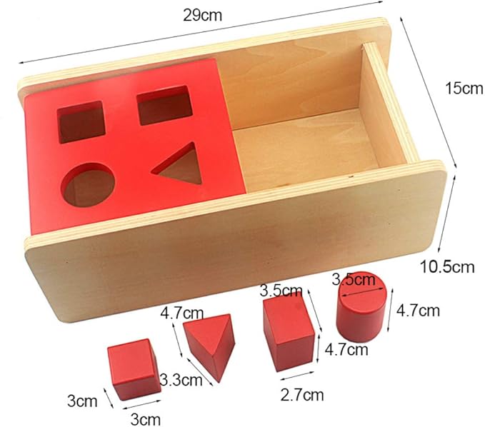 DANNI Montessori Baby Imbucare Box with Flip Lid 4 Shapes Wood Learning Educational Preschool Training Children Practical Life Skills Toy