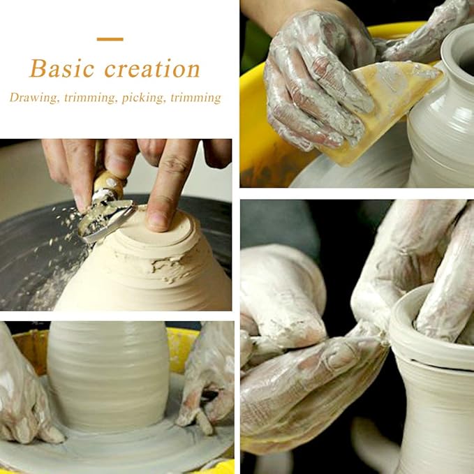 8 Pieces Wooden Pottery Sculpting Clay Cleaning Tool Set, Includes Clay Cutting, Modeling, Trimming Tools, for Beginner Level Pottery and Smoothing, Cleaning, Carving, Shaping and Sculpting