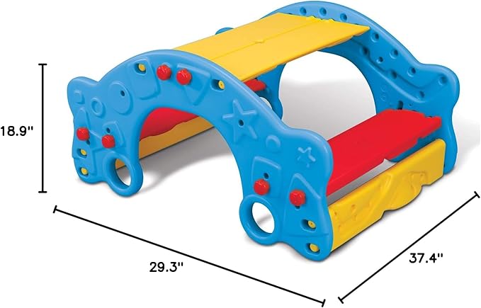 Grow'n Up Qwikflip Climber, 3-in-1 Multi Function 4-Seater Design: Picnic Table, Non-tilt Rocker, and Climbing Trainer, Easy Setup, no Tools Required, Ages 1.5+