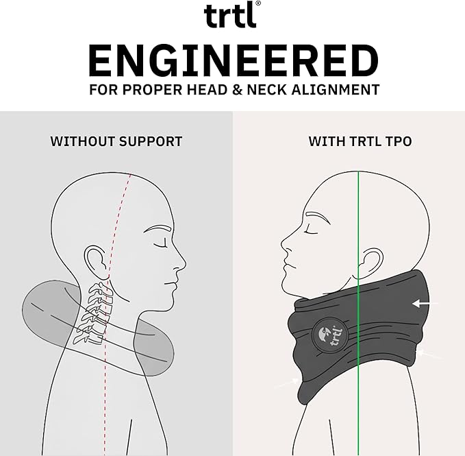 trtl Pillow - Scientifically Proven, Super Soft Neck Support Travel Pillow for Sleeping - Lightweight and Machine Washable - Ergonomic Design for Traveling on Airplanes, Cars, and Trains - Grey