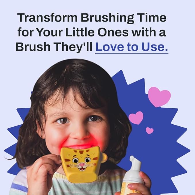 autobrush Kids U Shaped Electric Toothbrush, ADA Accepted, Sonic Pro with Unique 360° Nylon Bristles 3 Cleaning Modes,Whitening LED-Lights,Plays Music (Double-Sided),Ages 6-8, Lion