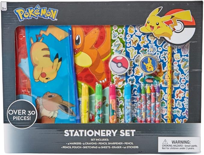 Innovative Designs Pokemon Kids Coloring Art and Sticker Set, 30 Pcs. & Craft Supplies with Pencil Case