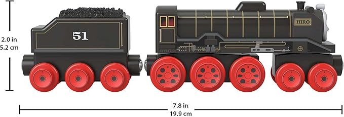 Thomas & Friends Wooden Railway Toy Train Hiro Push-Along Wood Engine & Coal Car for Toddlers & Preschool Kids Ages 2+ Years (Amazon Exclusive)