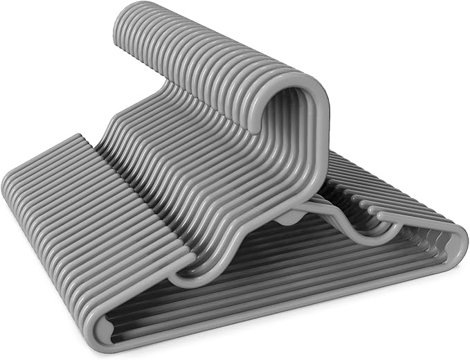 HOUSE DAY Premium Baby Hangers 60 Pack, 11 Inch Kids Plastic Hangers Grey, Slim Childrens Hangers for Infant, Toddler, and Child Clothes, Durable Baby Clothes Hangers for Closet