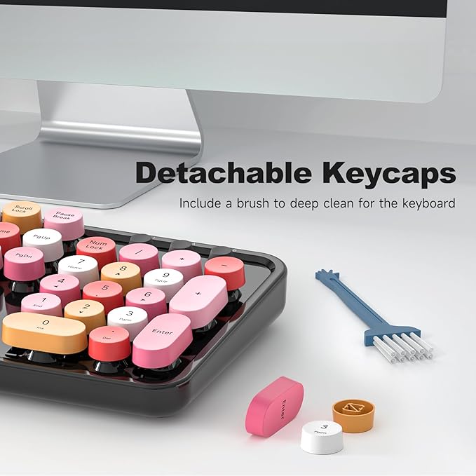 USB Wired Computer Keyboard - Retro Typewriter Keyboard - Full Size Office Keyboard with Number Pad, Caps Indicators, Foldable Stands, for PC Laptop Desktop Windows (Black Colorful)