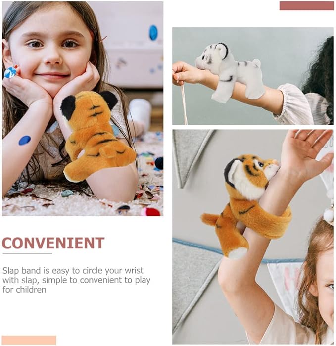 Kisangel 2pcs Wrist Hugger Plush Slap Bracelet Animals Huggables Plush Animals Slap Band Kids Party Favor(Assorted Color 1)