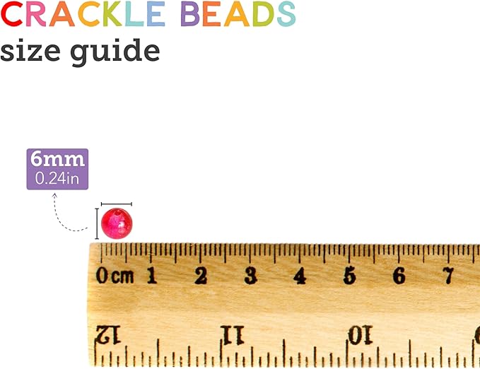 Incraftables Crackle Glass Beads 1100pcs 24 Colors. Crystal Beads for Jewelry Making Kit (6mm) for Bracelets Making for Kids & Adults with Elastic String & Organizer.