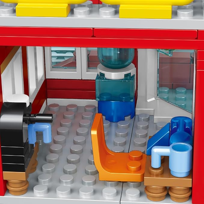 City Fire Rescue Building Set with Fire Station, Truck & Helicopter,737pcs Toy Gift for Boys 6+ (Compatible with Lego)