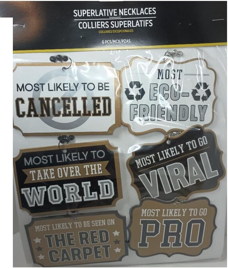 Grad Superlative Necklaces - 16" | Assorted Design | 1 Set of 6