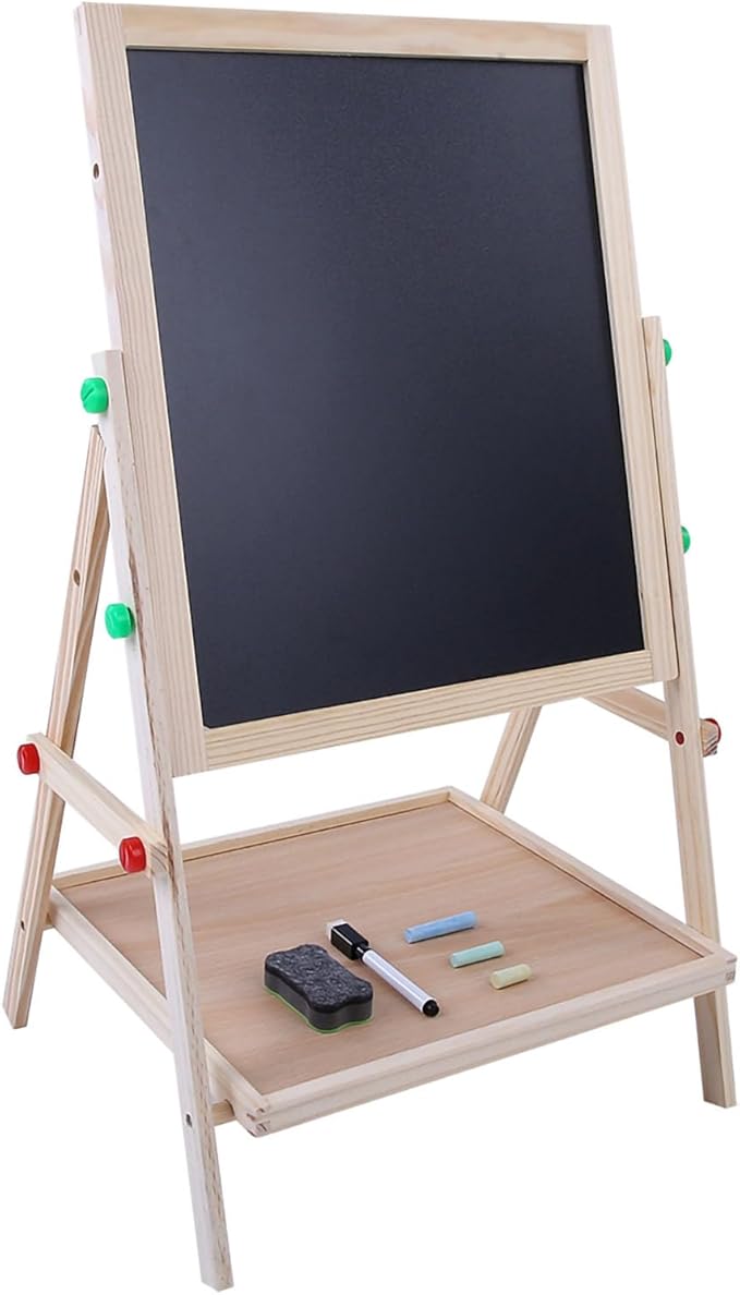 JTLB 2 in 1 Double Side Baby Kids Child Standing Art Wooden Drawing Board