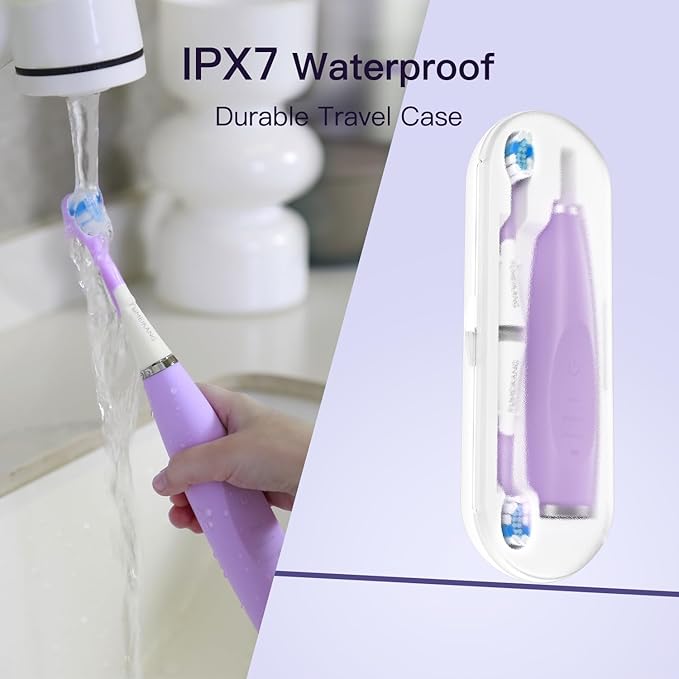 Kids Electric Toothbrushes Sonic Rechargeable Tooth Brush Gifts for Boys and Girls Smart Timer Power Toothbrush - Blue 3 4 5 6 7 8 9 10 11 12 (Purple)