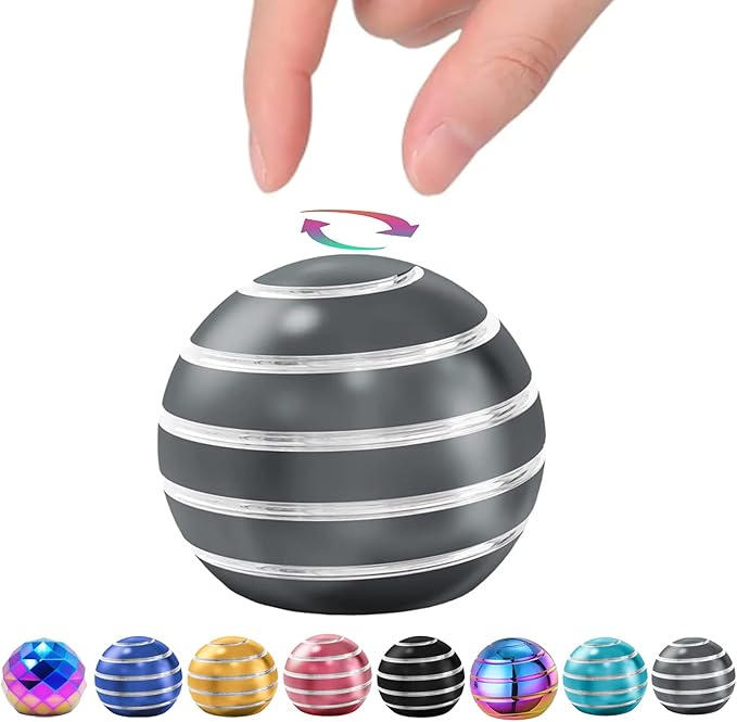 Kryfa Kinetic Desk Toy Balls, Metal Fidget Toys for Adults Kids Boys Girls Teens, Fidgets for Classroom Prizes, Stocking Stuffers, Kids Party Favors (1.54", Grey)