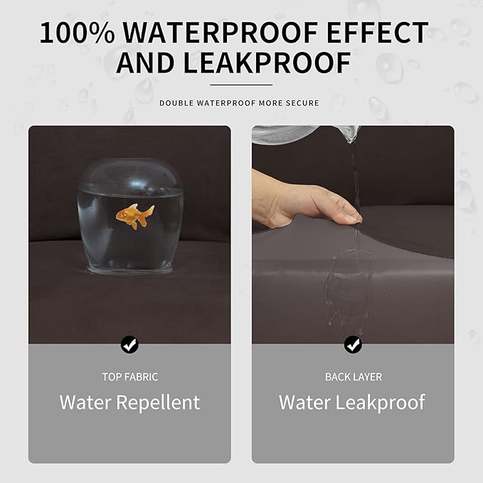 Easy-Going 100% Dual Waterproof Chair Cover Stretch Soft Couch Cover for Dogs, Sofa Slipcover for 1 Separate Cushion Couch Leakproof Furniture Protector for Kids, Pets Chocolate