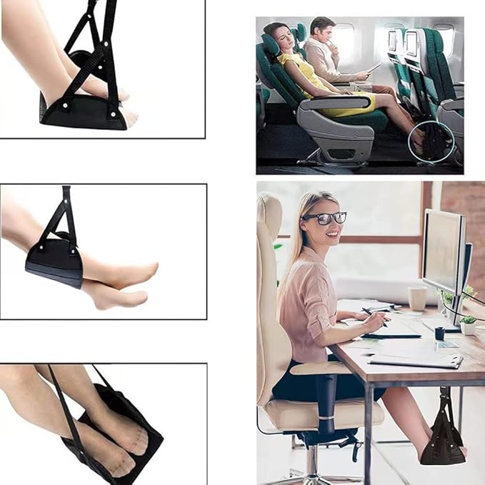 WZLL.SLSP 2 Pack Airplane Footrest,Travel Foot Hammock for Flights,Reduce The Swelling of Feet,Adjustable Height Relaxing Hammock for Legs and Feet Rest