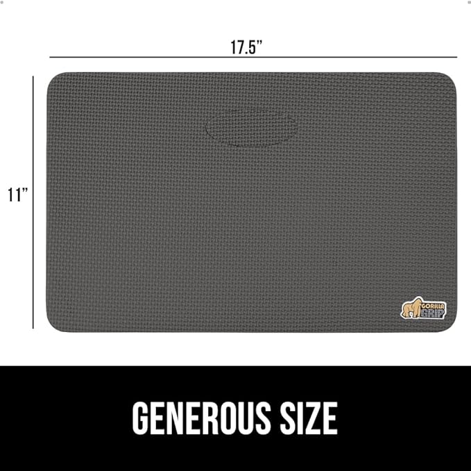 GORILLA GRIP Extra Thick Patent Pending Soft Foam Kneeling Pad, 2 PK, Supportive Large Cushion Knee Pads for Gardening, Baby Bath, Dirt and Water Resistant, Workout, Garden Supplies, 17.5x11, Charcoal