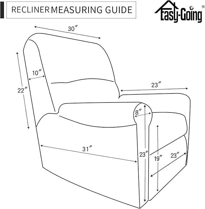 Easy-Going 4 Pieces Microfiber Stretch Recliner Slipcover – Spandex Soft Fitted Sofa Couch Cover, Washable Furniture Protector with Elastic Bottom for Kids, Pet(Recliner, Brown)