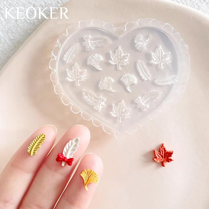 KEOKER Fall Polymer Clay Molds, Mushroom Polymer Clay Silicone Molds, Polymer Clay Mini Molds, 4pcs Earring Molds for Polymer Clay, Autumn Polymer Clay Molds for Jewelry(Substitute Micro Clay Cutters)