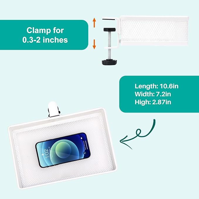 Clip-on Drawer organizers, desk organizer,can be clipped around the table to store small items. (White - Big)