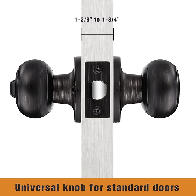 Probrico Oil Rubbed Bronze Door Knobs, Interior Door Knobs with Round Ball Knob, Bronze Privacy Door Knob for Bedroom Bathroom, 12 Pack