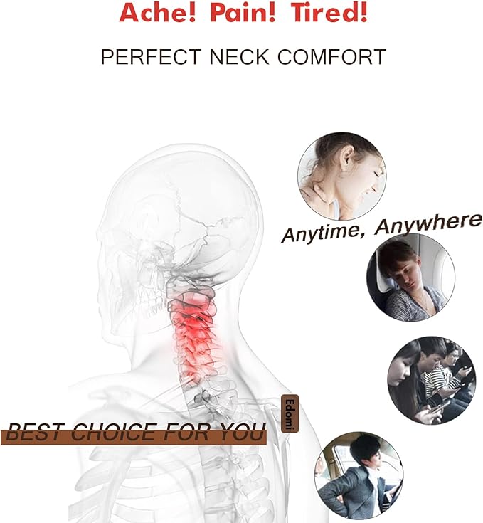 Buckwheat Pillow for Side Sleepers Cervical Neck Cooling Pillows U Shaped Pillow Ergonomic Travel Head Pillow for Sleeping Buckwheat Hulls Filling Removable Cotton Cover (12x12 inch, Blue)