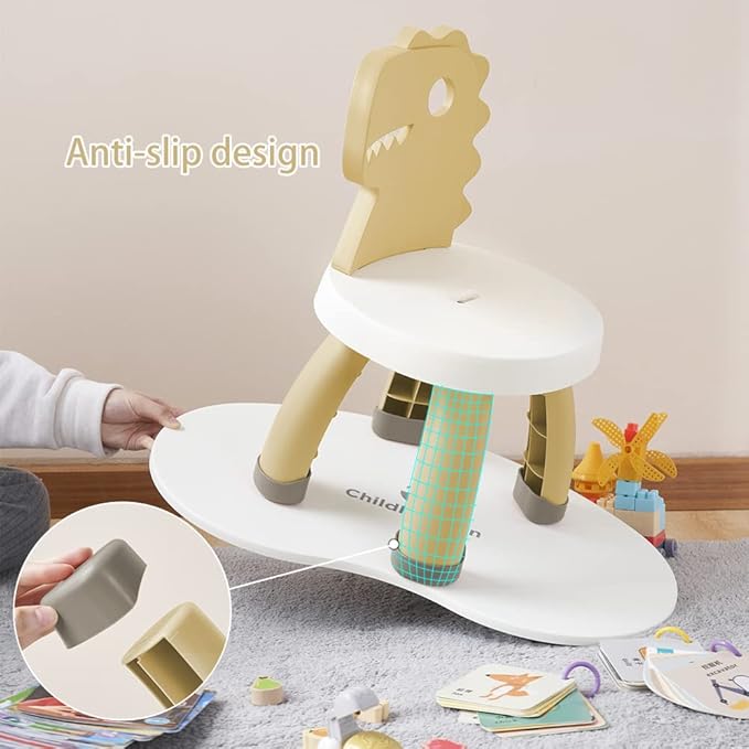 Toddler Chair,Plastic Kids Dino Chair,Sturdy Durable and Lightweight Toddler's Activity Chairs,Anti-Slip Ergonomic Design Kids Step Stool,Indoor or Outdoor Use for Boys Girls Aged 2+ (Yellow)